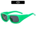 Retro square oversized sunglasses with vibrant green frame and dark grey lenses for sports - Green Frame Grey Lens