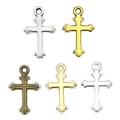 Vijf diverse vintage kruis hangers van legering in goud, zilver en brons - Kruis 19x12mm