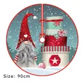 90cm round Christmas tree skirt with red gnome and gift box pattern holiday decor - Rudolph Gift Box