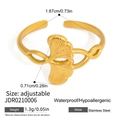 Anello regolabile foglia di ginkgo in acciaio inossidabile oro con segno infinito - Stile Foglia di Ginkgo (JDR0210006)
