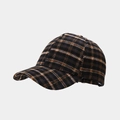 Detail view of the vintage plaid pattern and premium fabric texture of this baseball cap - Adjustable / Black