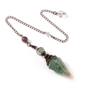 Antique bronze pendulum necklace featuring a green crystal cone wrapped in copper wire - Green Aventurine (Antique Bronze)