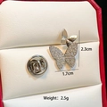 Macro shot showing dimensions 2.3cm by 1.7cm of butterfly brooch in a jewelry box - Sparkling Butterfly (C253)