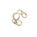 Moderner vergoldeter Ring mit funkelnden Mikropavé-Kristallen und offenem Design - Einstellbar Offen / Gold