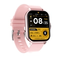 Pink silicone strap smartwatch with 1.83 inch square display and rose gold frame - Silicone Strap / Pink