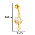 Golden heart-shaped belly ring with zircon wing details and 3.09cm length measurement - Surrounded Heart - Gold (0198-10#金)