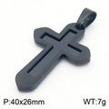 Minimalistische zwarte roestvrijstalen kruishanger ketting met matte afwerking - Stijl A - Zwart (Zonder Ketting)