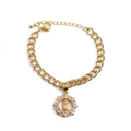 Bracelet chaîne à maillons dorés avec fermoir réglable et pendentif Vierge Marie - 0260CX/Micro-Pavé Ronde Vierge Marie