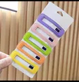 Set of 5 minimalist PU leather rectangular hair clips in assorted vibrant colors - Yellow