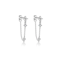 Dettaglio del marchio S925 su orecchini pendenti con nappine e diamanti lucenti - Argento 925 / Bianco Platino