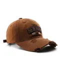 Braune Vintage-Baseballkappe mit New York 1989 Stickerei und abgenutztem Schirm - Braun