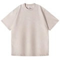 Oversized washed vintage cotton t-shirt in beige with a clean minimalist crew neck - Apricot