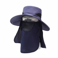 Dunkelblauer Outdoor-Sonnenhut mit Gesichtsmaske und Nackenschutz zum Angeln und Wandern - Marineblau
