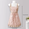 Pink floral lace kitchen apron with polka dots and side pockets size 75x70cm - Pink Princess Apron - Pocket Style