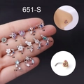 Piercing per il naso a L in acciaio inossidabile con zirconi colorati in 12 stili diversi - Stile Farfalla (1#) / Argento