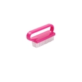 Pink double-sided medical hand and nail scrub brush with soft white plastic bristles - Handheld / Rose Red