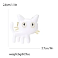 Cute white cartoon cat brooch with gold edges and size specs 2.8cm by 2.7cm - 2.8x2.7cm / White