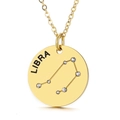 Golden Libra zodiac necklace in titanium steel with crystal sparkling constellation - Libra (KN118000-GC)
