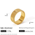 Detailweergave van de 18K vergulde roestvrijstalen ring met schroefpatroon en afmetingen - US 6 / Schroefontwerp Ring in Cartier-stijl(NB-R24542)