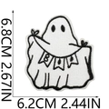 Detailed size specifications for Halloween ghost embroidery patch with BOO flag banner - Style 4 - Flag Ghost