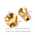 Detail of 18K PVD gold plated 304 stainless steel earrings with irregular fold design - Simple Irregular Style (HF-E3617-G) / 24mm