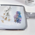 Mini acetate hair claw clip with purple and blue marble pattern on silver mirror - Floral Blue