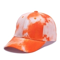 Detail of orange and white tie-dye baseball cap with curved brim and marble pattern - Adjustable / Orange Red