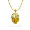Collier hip-hop avec pendentif tête de mort doré orné de cristaux blancs brillants - Or (N0158G)