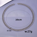 Silver stainless steel cuban link chain for men, 39cm length and 0.7cm width - Classic Cuban Chain