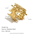 Minimalist 18K gold-plated stainless steel starfish ring with irregular wavy design - Starfish Shell Open Ring / Gold
