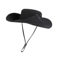 Black wide brim outdoor sun hat with adjustable chin strap and breathable vents - 11.5cm Wide Brim / Black