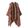 Ethnic style shawl in red, orange, and teal woven pattern with soft fabric texture - One Size / Cloud Paisley-Orange