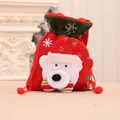 Christmas drawstring gift bag in red velvet featuring a 3D polar bear and striped bow - Christmas Retro Drawstring Bag [Bear]