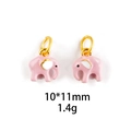 Détail du pendentif éléphant en émail rose avec dimensions 10x11mm et poids 1,4g - 10*11mm / N°2 Petit Éléphant Rose