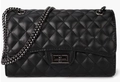 Borsa a tracolla trapuntata nera con catena e chiusura girevole grigio scuro - Piccolo / Stile Catena a Sfere / Nero