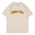 Sturniolo Triplets Love Varsity T-shirt in beige with orange Fresh Love graphic print - Beige
