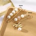 Three elegant pearl waist pins in sizes 76mm, 63mm, and 36mm for pants waist reduction - No. 19 Crystal Pin 3-Piece Set