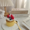 Realistic fruit cake scented candle with strawberries and cream decor for home ambiance - Strawberry Cake