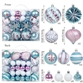 Set palline di Natale blu rosa bianco con varie forme e trame glitterate fini - Blu Bianco Rosa