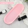 Large pink matte oval jewelry tray for cosmetic storage on a stylish vanity display - PP / Large / Macaron Pink (23*9.5cm)