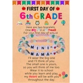 Colorful beaded Mother-Daughter bracelet set with MAMA and MINI charms on card - 6th Grade Card