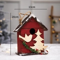 Casetta di Natale in legno rosso con dimensioni di 20cm d'altezza e 13cm di base - Addobbo Casetta di Legno Rossa / 13x20cm / Rosso