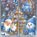 Blue Christmas window clings set with Santa Claus and snowflakes for glass decor - 2-Pack Set BQ537+541