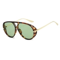Retro pilot sunglasses featuring tortoise frame with light green lenses and gold metal arms - Leopard Transparent Green