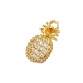 Dettaglio di un ciondolo a forma di ananas placcato oro con zirconi brillanti - Ananas in Zircone Trasparente / Oro
