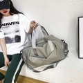 Gray fitness travel bag with dry-wet separation and detachable shoulder strap for sports - Light Gray