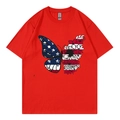 Red Independence Day T-shirt featuring a butterfly print with stars and stripes pattern - Red 317 / XS