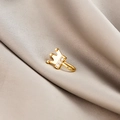 Macro shot of gold-plated crown nose clip with micro-inset zircons on satin fabric - Crown (E5689-17)