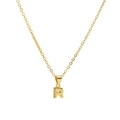 18k gold plated balloon style letter R pendant necklace on a delicate link chain - Letter R