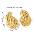Golden wave-shaped geometric earrings in polished alloy with size measurements - Multi-layer Wave